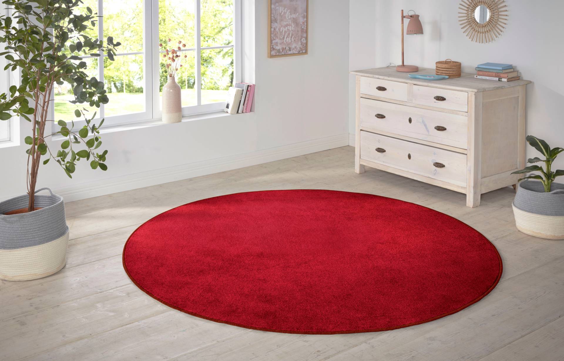 HANSE Home Teppich »Shashi«, rund, 8,5 mm Höhe, Kurzflor, Unifarben, Teppich, Weich, Esszimmer, Kinderzimmer, Flur von HANSE Home