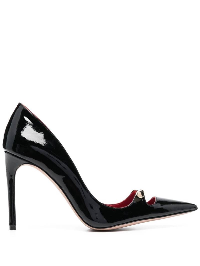 HARDOT 110mm bar-detail patent leather pumps - Black von HARDOT