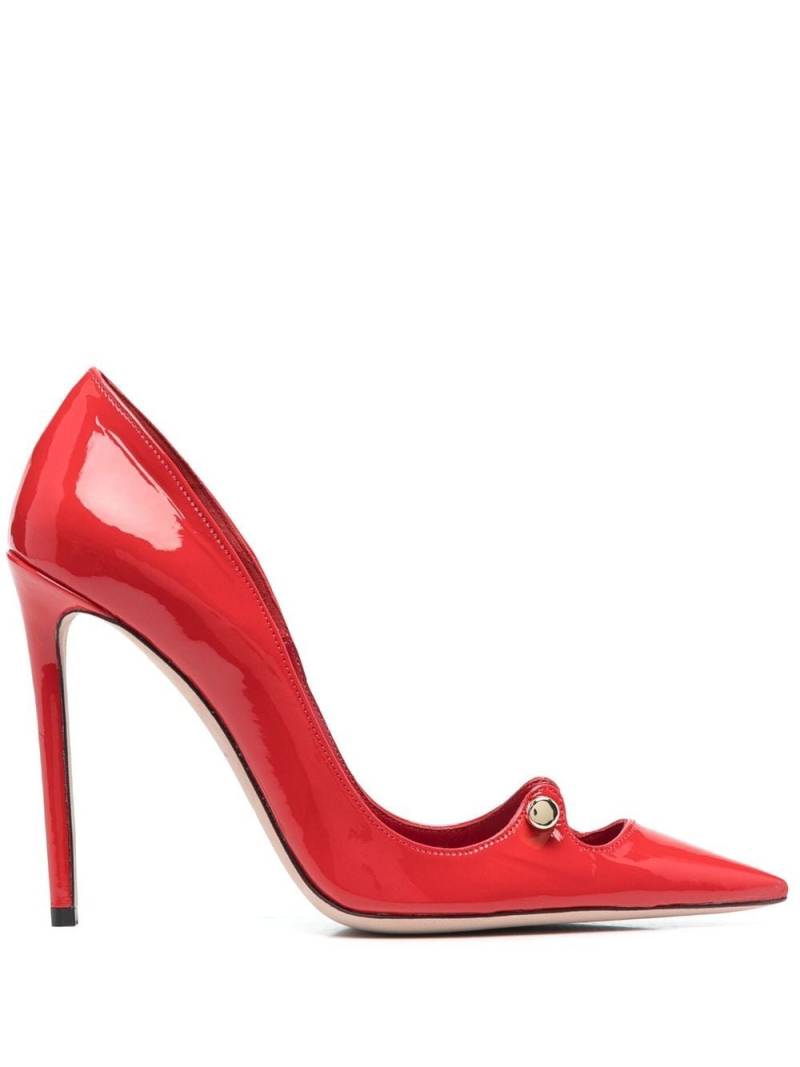 HARDOT 110mm bar-detail patent leather pumps - Red von HARDOT