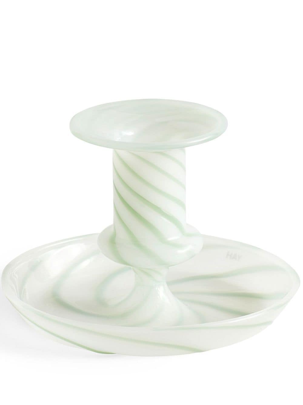 HAY Flare striped glass candleholder - Green von HAY