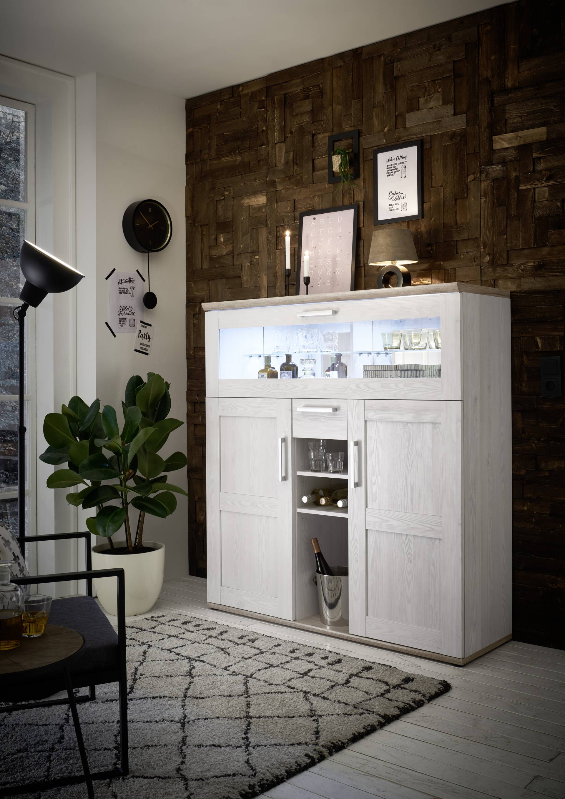 HBZ Barschrank »Romance«, (1 St.), im Landhausstil, Highboard mit Bar von HBZ