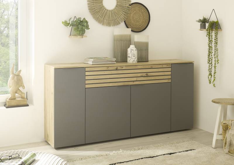 HBZ Sideboard »BZ 5110 Wohnzimmerschrank, BxHxT 177x85x37 cm«, (1 St.), Wohnzimmerschrank mit 4 Türen, 1 Schubkasten, 4 Einlegeböden von HBZ