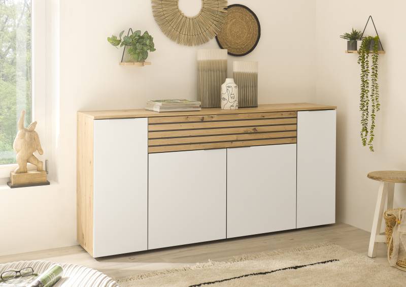 HBZ Sideboard »BZ 5110 Wohnzimmerschrank, BxHxT 177x85x37 cm«, (1 St.), Wohnzimmerschrank mit 4 Türen, 1 Schubkasten, 4 Einlegeböden von HBZ