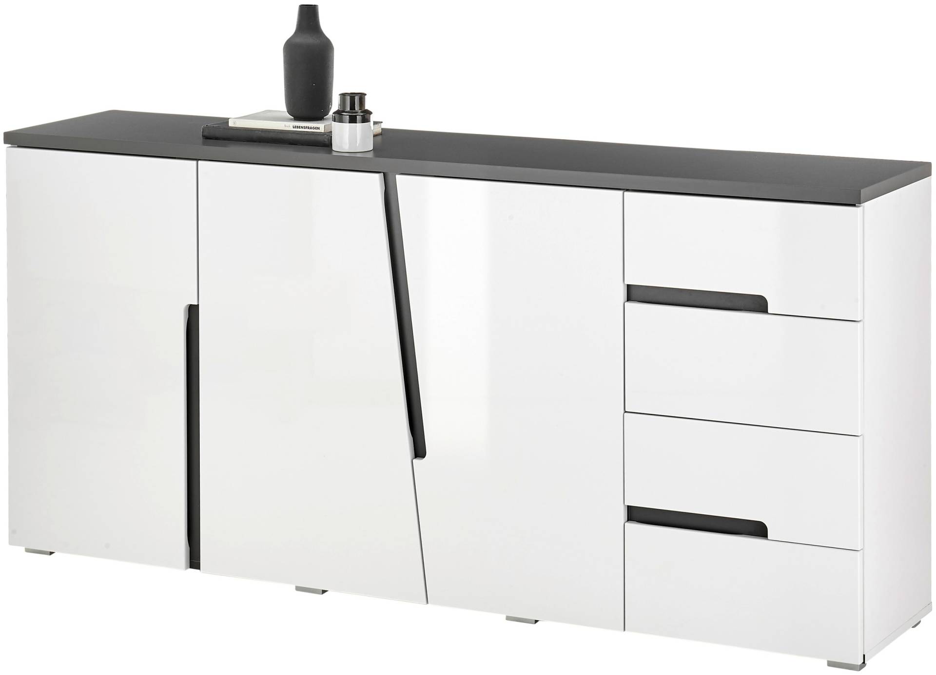 HBZ Sideboard »Boston weiss hochglanz mit Schubkästen, BxHxT 176x83x38 cm«, (1 St.), Mit 3 Türen, 4 Schubkästen und 3 Einlegeböden verstellbar von HBZ