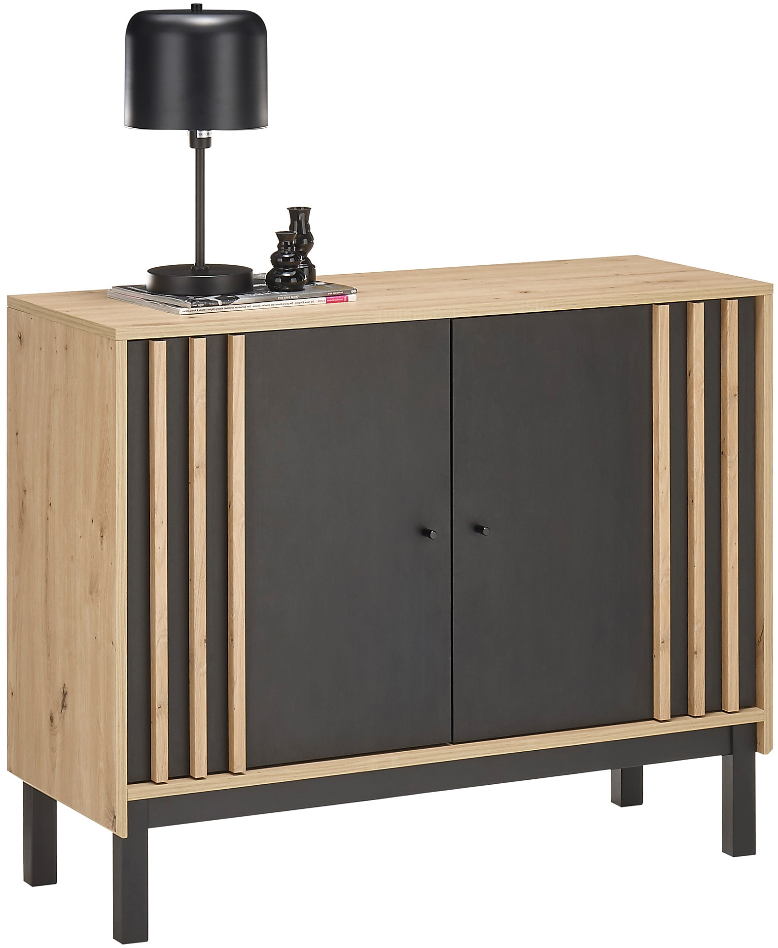 HBZ Sideboard »Volano schwarz, Wohnzimmerschrank BxHxT 105x84x39 cm«, (1 St.), Mit 2 Türen, 2 Einlegeböden verstellbar, Türen mit Softclose von HBZ