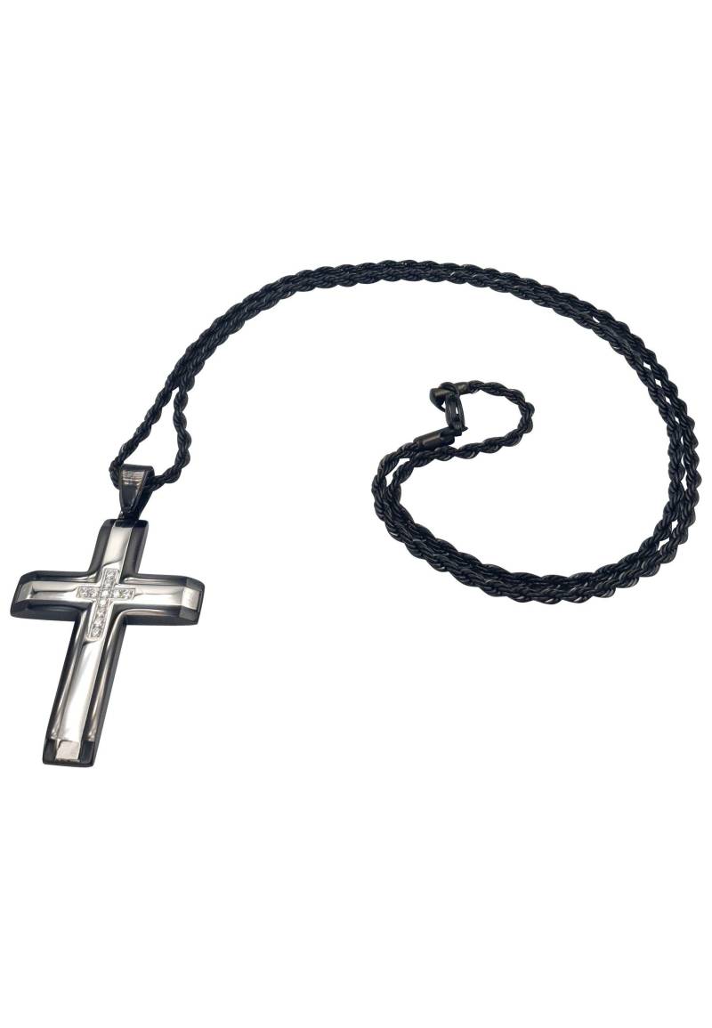 Kreuz Kette Damen Schwarz 60 cm von HEBE JEWELS