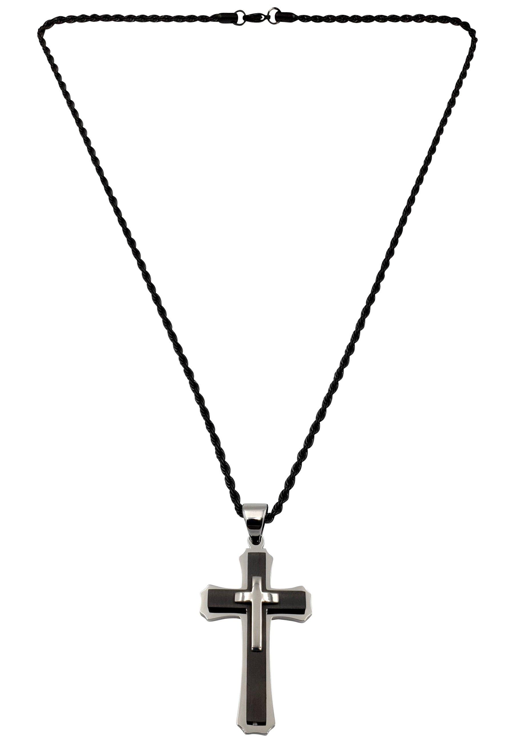 Kreuz Kette Damen Schwarz 60 cm von HEBE JEWELS