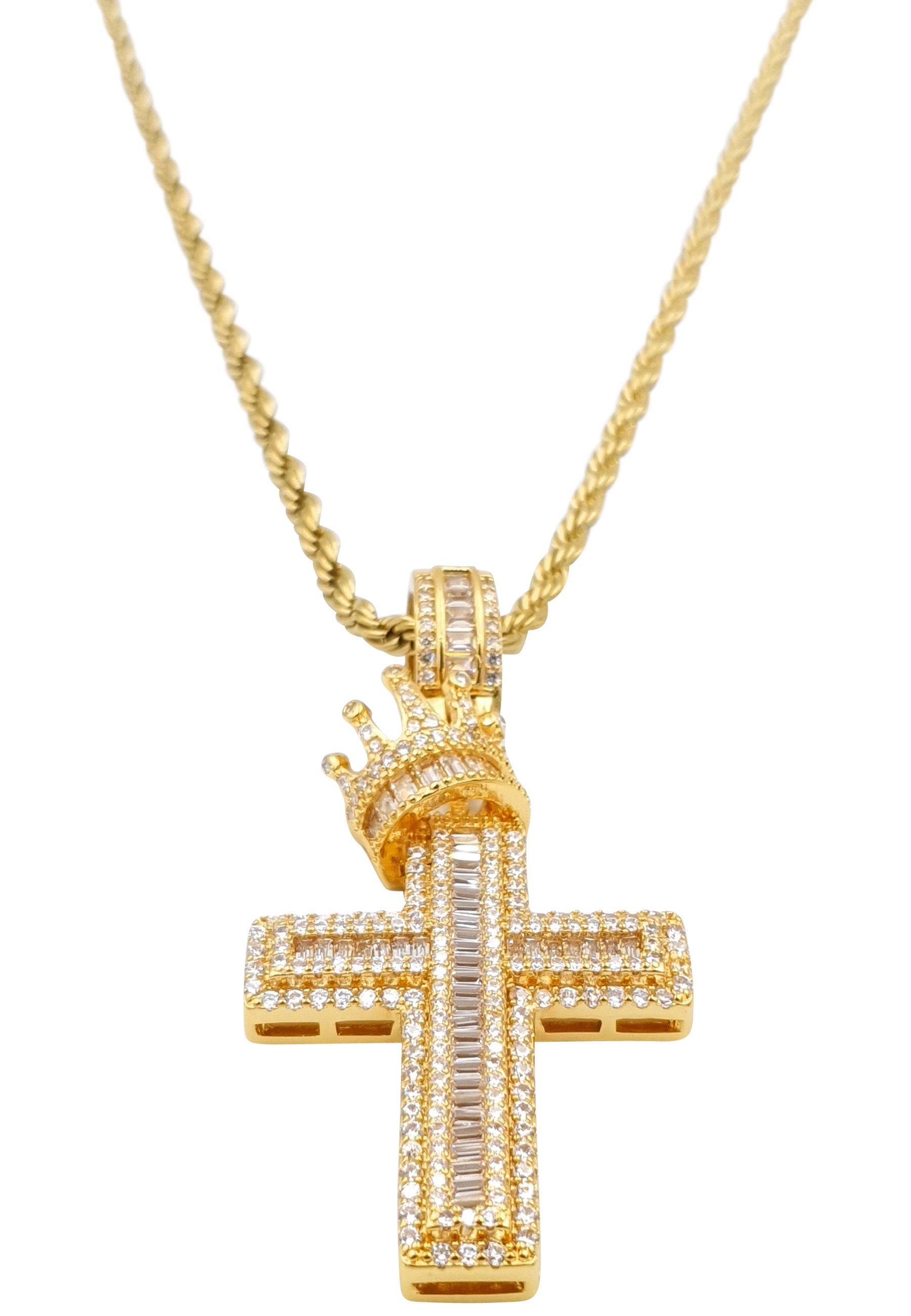 Kreuz Kette Mit Krone Damen Gelbgold ONE SIZE von HEBE JEWELS