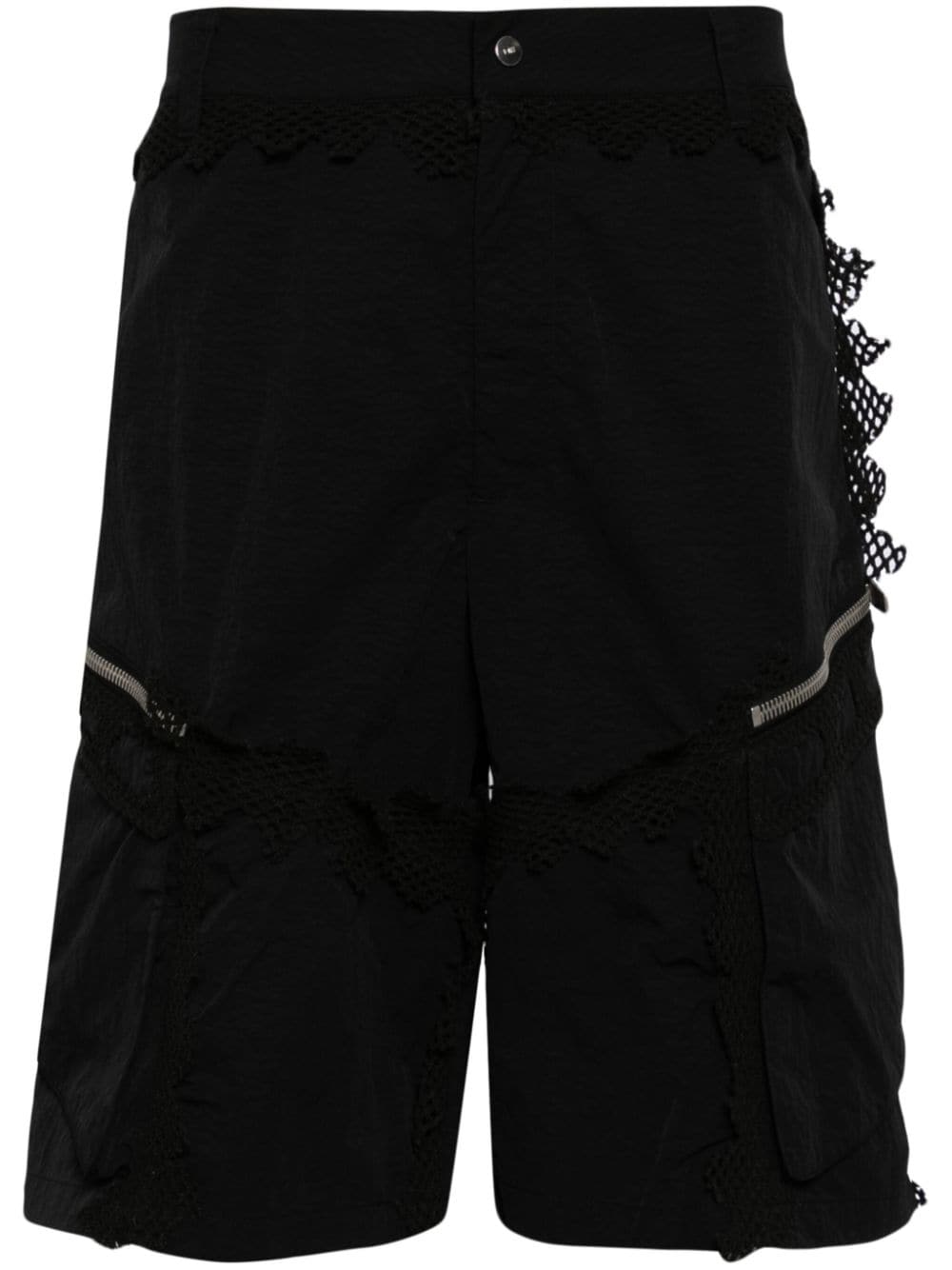 HELIOT EMIL Spherical netting-detail cargo shorts - Black von HELIOT EMIL