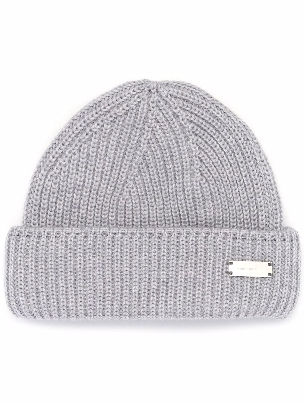 HELIOT EMIL logo-plaque wool beanie - Grey von HELIOT EMIL