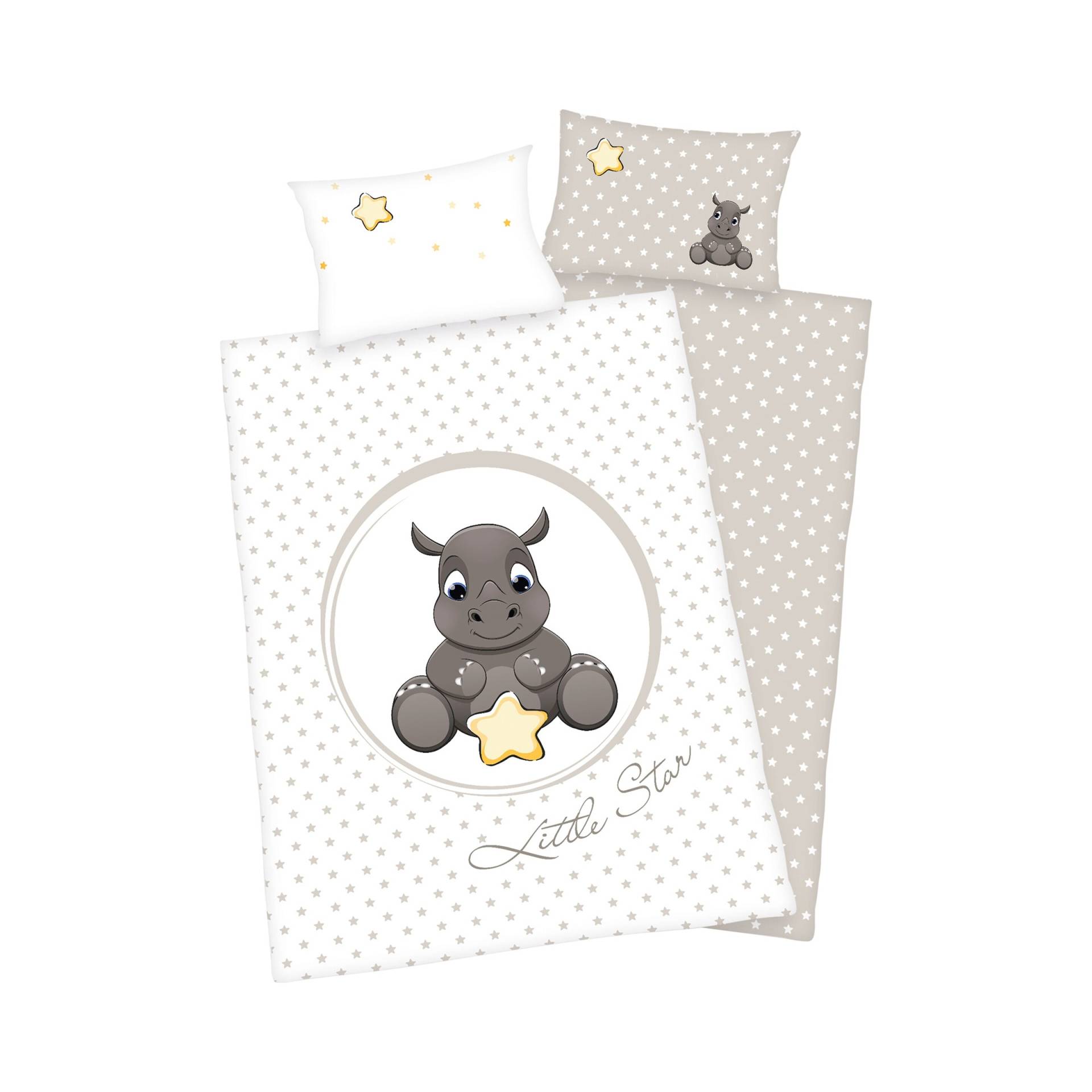 Renforcé Wende-Bettwäsche Nashorn 40x60 / 100x135 cm Renforcé Wende-Bettwäsche Nashorn 40x60 / 100x135 cm von Baby Best