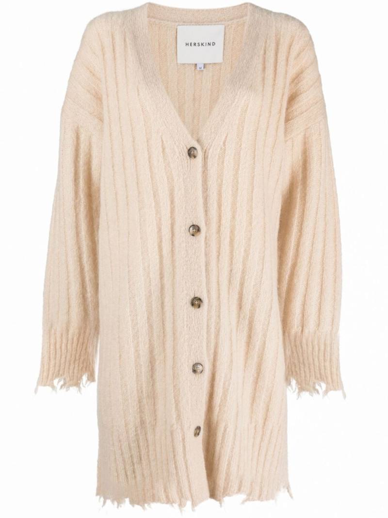 HERSKIND Base distressed ribbed cardi-coat - Neutrals von HERSKIND