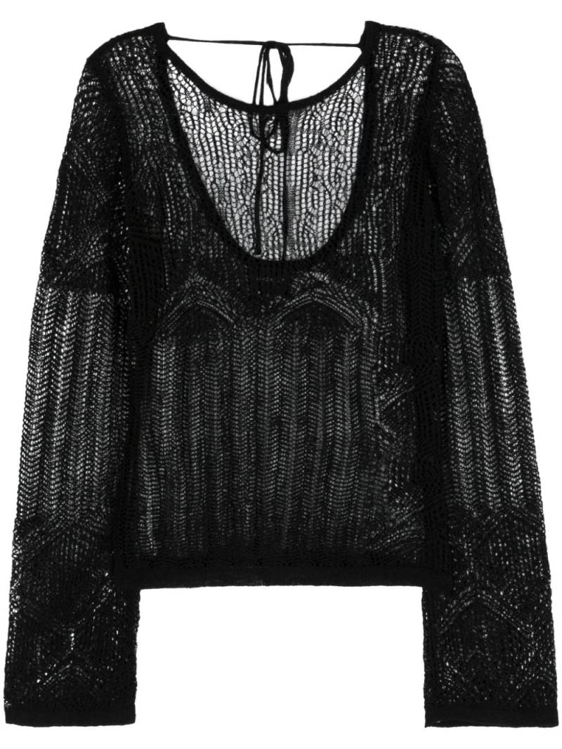 HERSKIND Kent open-knit top - Black von HERSKIND