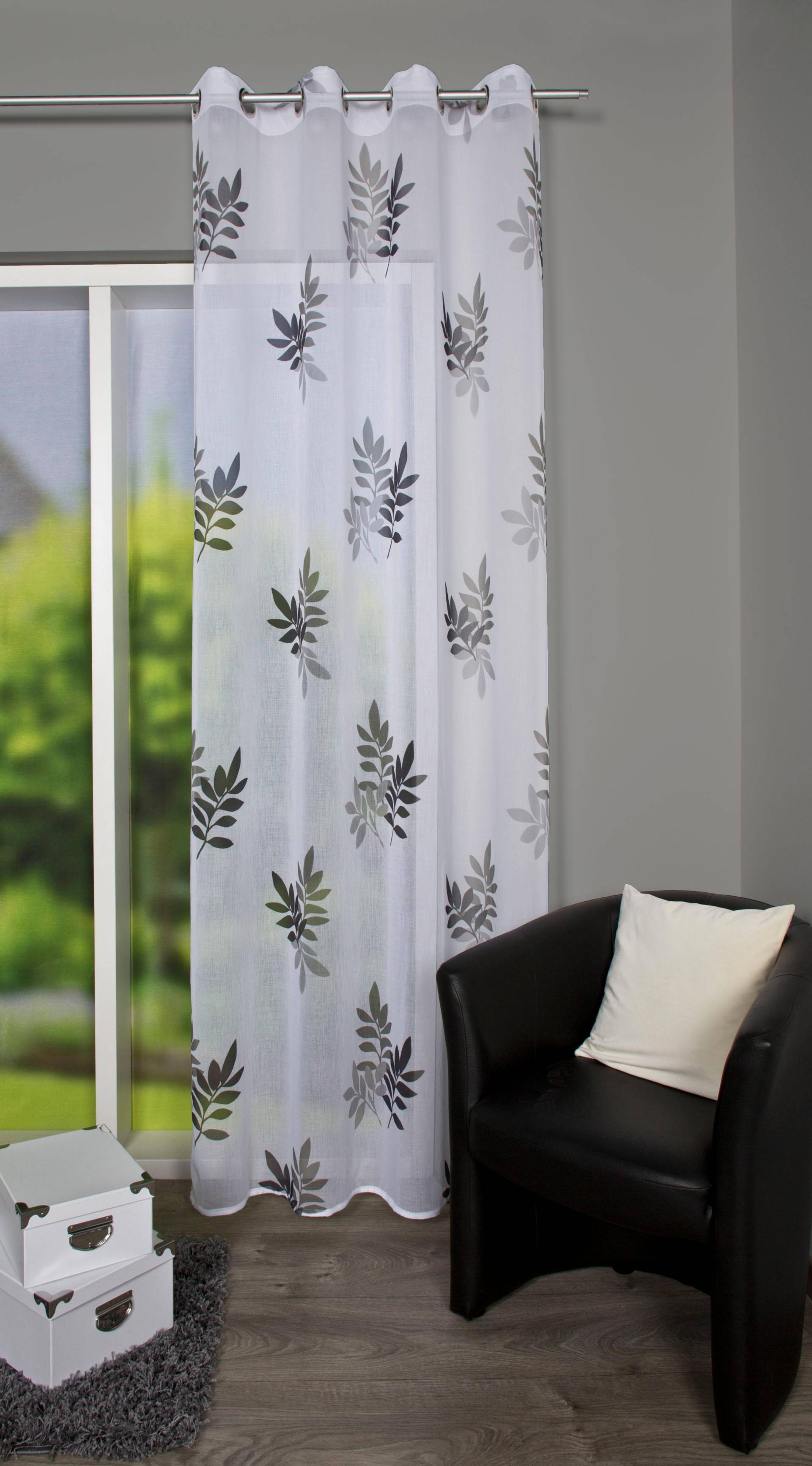 HOME WOHNIDEEN Gardine »BAMBOU«, (1 St.), HxB: 245x140, ÖSENSCHAL DRUCK BLÄTTER HOME WOHNIDEEN Gardine »BAMBOU«, (1 St.), HxB: 245x140, ÖSENSCHAL DRUCK BLÄTTER von Home Wohnideen