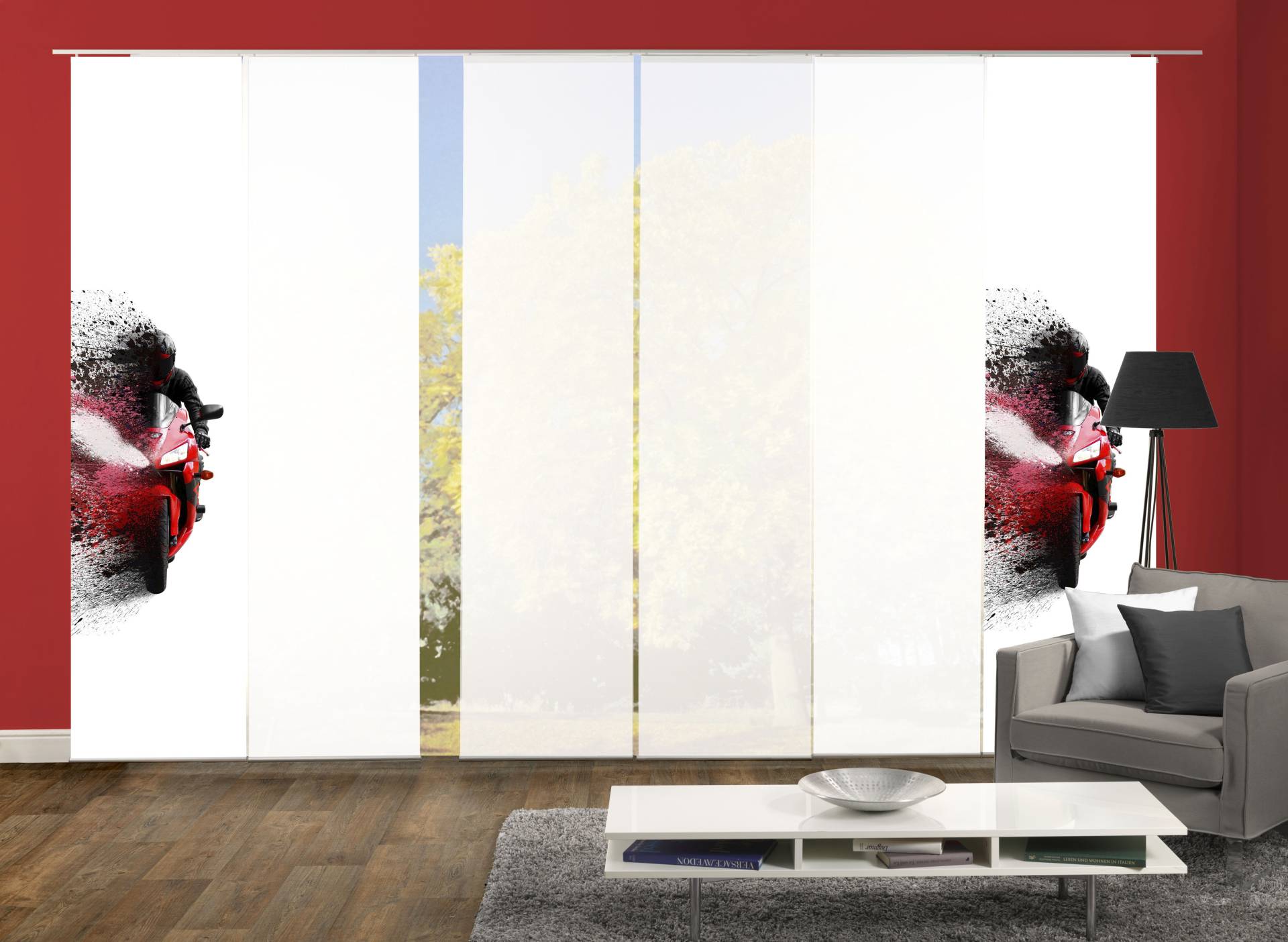 HOME WOHNIDEEN Schiebegardine »AKIDO 6er SET«, (6 St.), Dekostoff-Seidenoptik, Digital bedruckt von Home Wohnideen