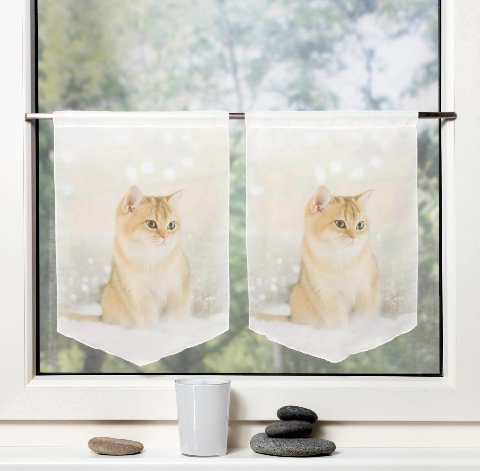 HOME WOHNIDEEN Vorhang »SWEETY«, (2 St.), Fensterbilder Voile digital bedruckt von Home Wohnideen