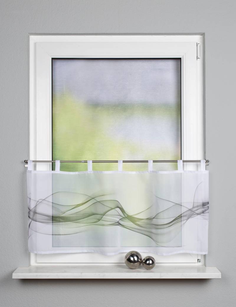 HOME WOHNIDEEN Scheibengardine »HAZE«, (1 St.), HxB: 45x120, Cafehaus Voile Digitaldruck von Home Wohnideen