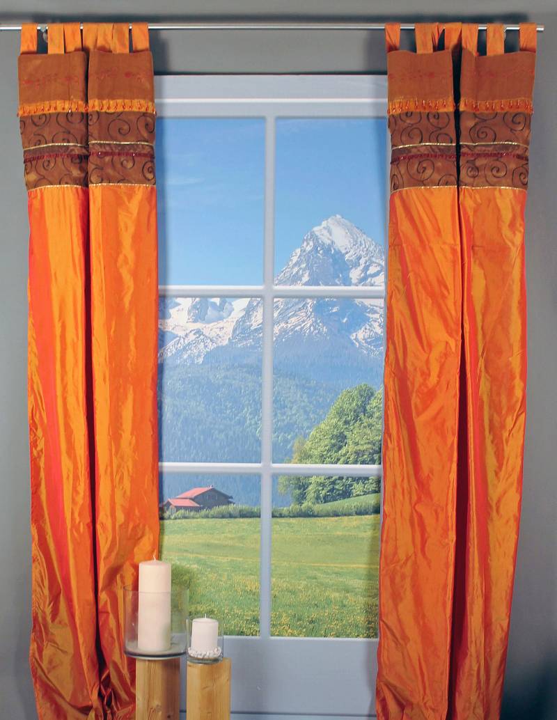 HOSSNER - ART OF HOME DECO Gardine »Oeschinensee«, (1 St.), Schlaufenschal mit Kunststoffhänger von HOSSNER - ART OF HOME DECO