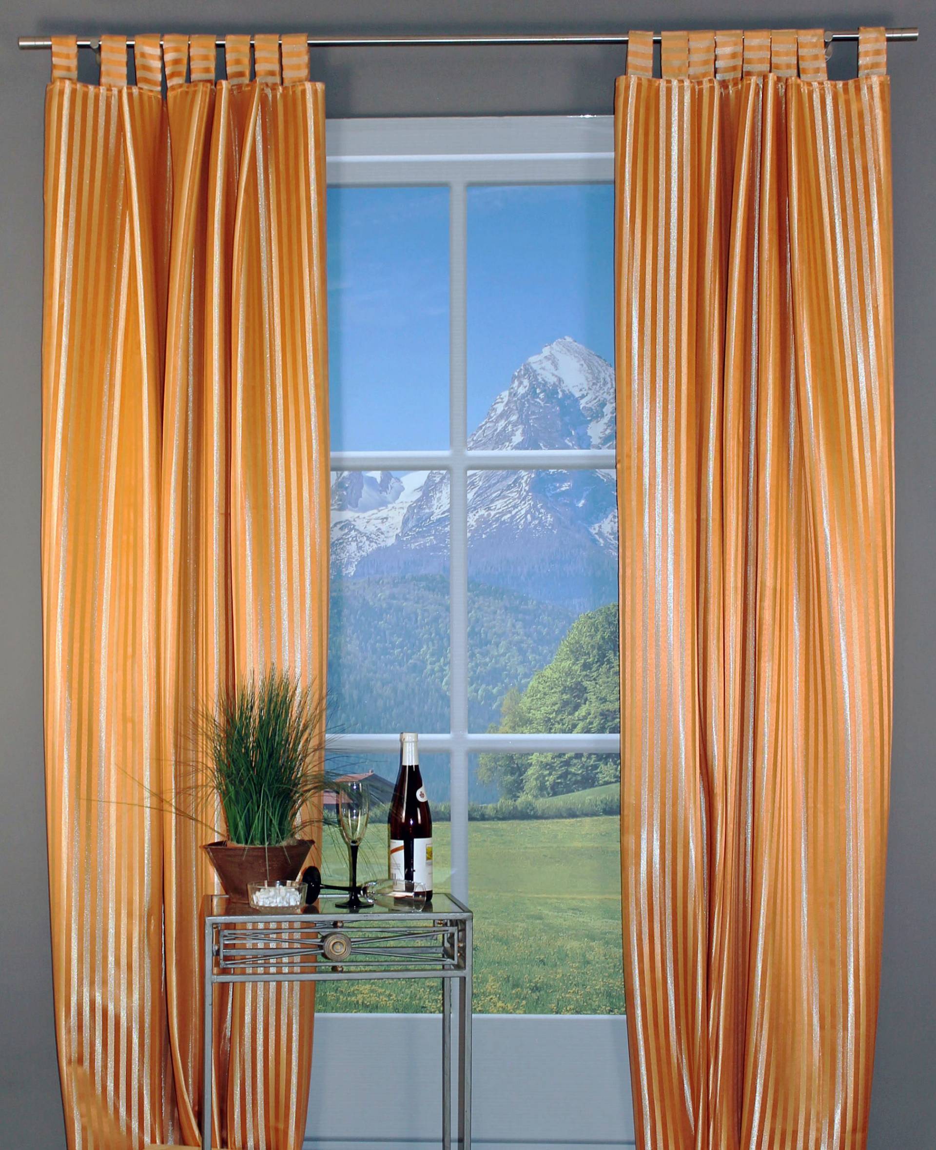 HOSSNER - ART OF HOME DECO Gardine »Triftsee«, (1 St.), Schlaufenschal mit gewebten Streifen von HOSSNER - ART OF HOME DECO