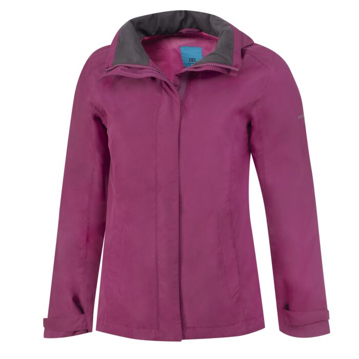 Outdoor Jacke Damen mit abnehmbarer Kapuze, himbeer von HTA