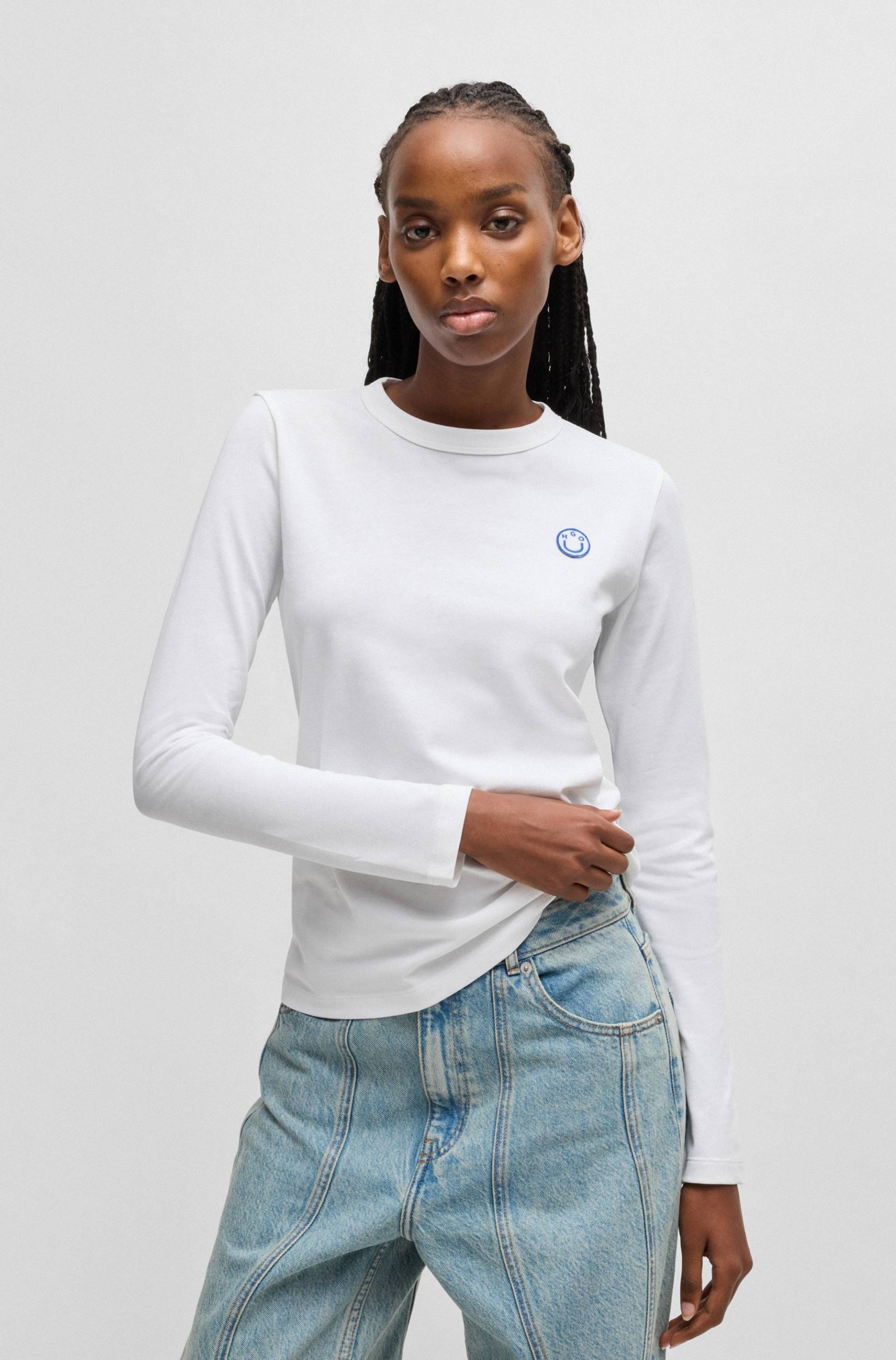 HUGO Blue Longsleeve »Daliria_B«, mit Label-Badge mit HAPPY HUGO Logo von HUGO Blue