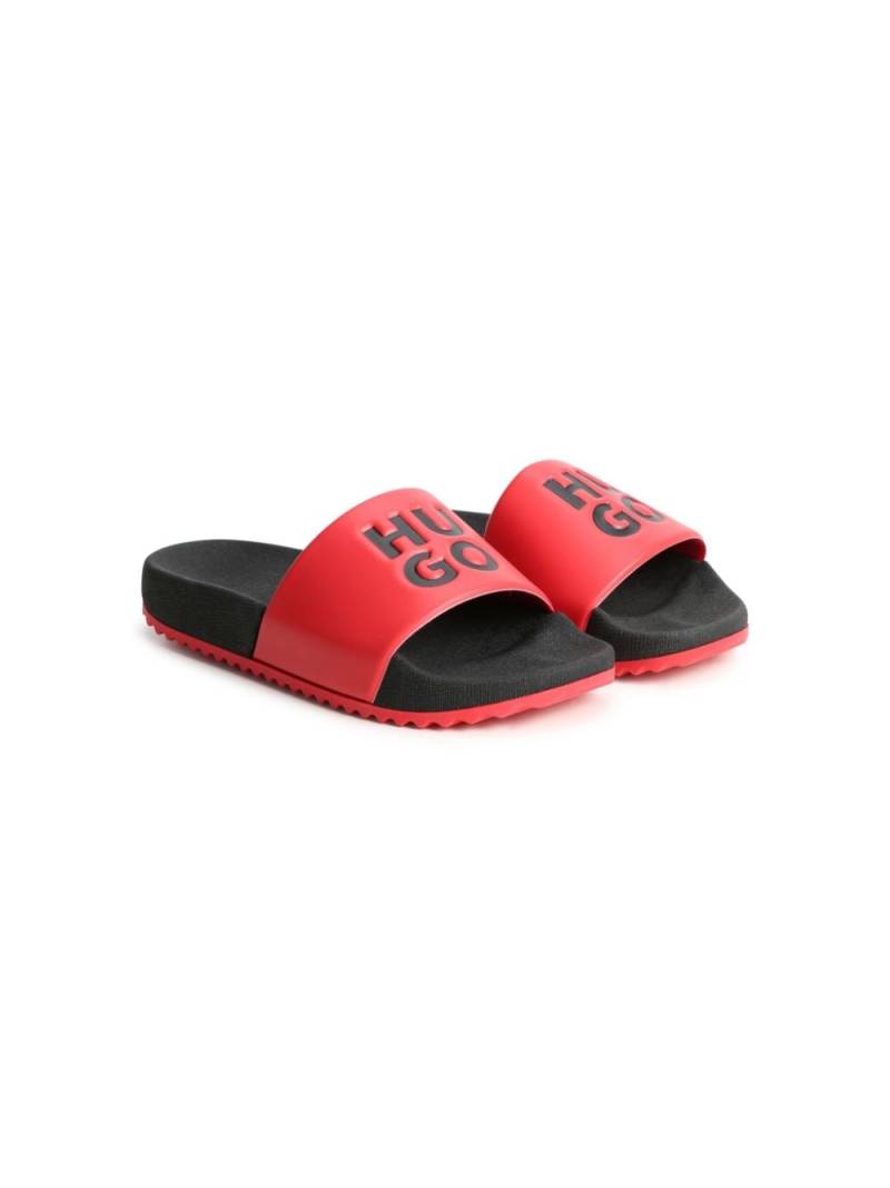 HUGO KIDS Aqua logo-debossed slides - Red von HUGO KIDS