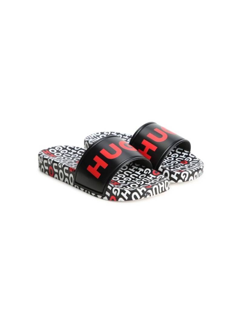 HUGO KIDS Aqua logo-print slides - Black von HUGO KIDS