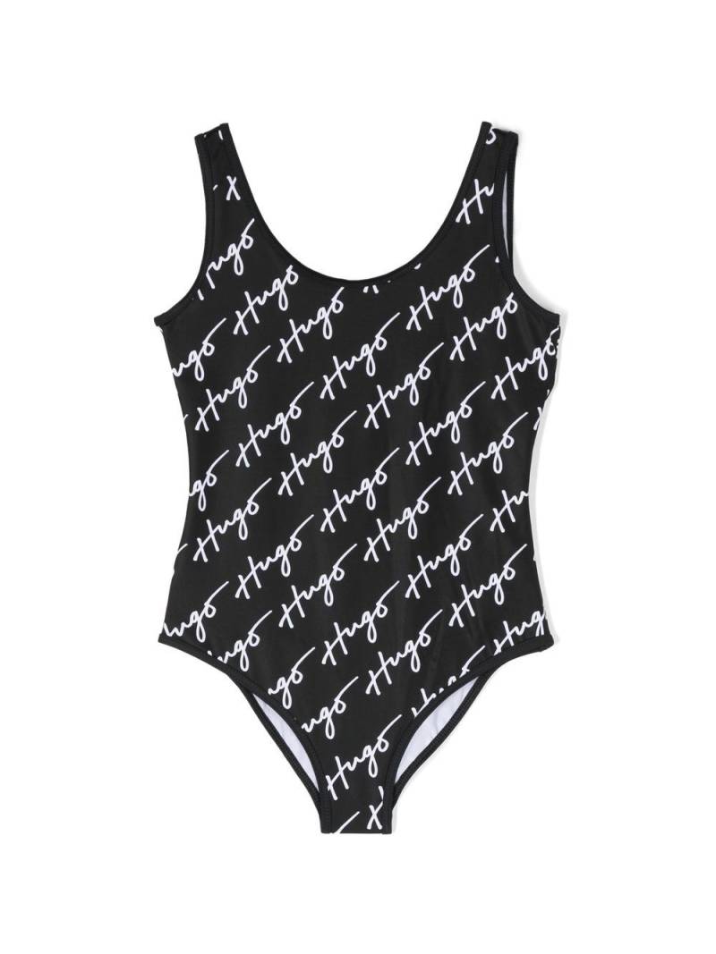 HUGO KIDS all-over logo-print swimsuit - Black von HUGO KIDS