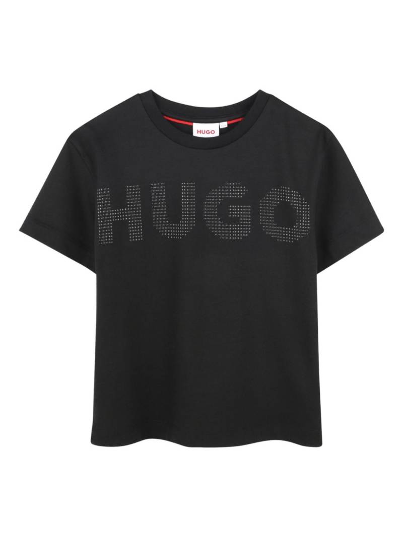 HUGO KIDS crystal-embellished T-shirt - Black von HUGO KIDS