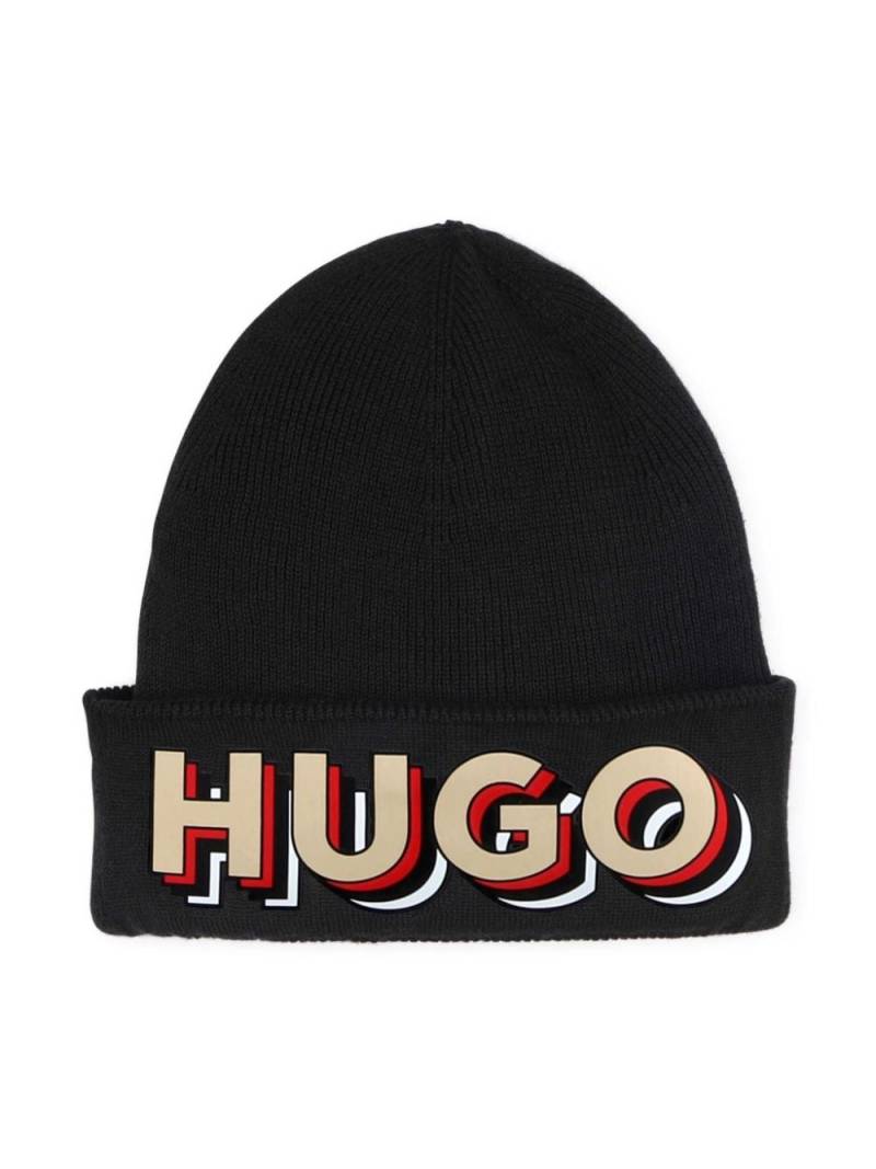 HUGO KIDS logo-appliqué beanie - Black von HUGO KIDS