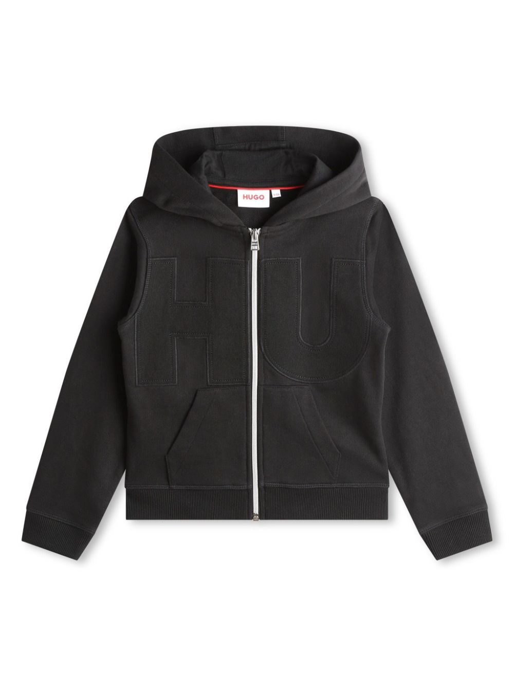 HUGO KIDS logo-appliqué hooded cardigan - Black von HUGO KIDS