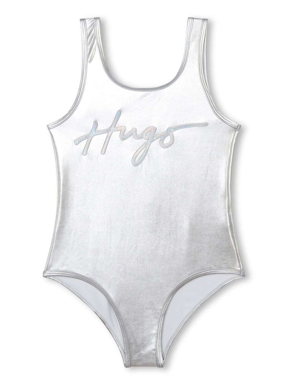 HUGO KIDS logo-embossed metallic-effect swimsuit - Silver von HUGO KIDS