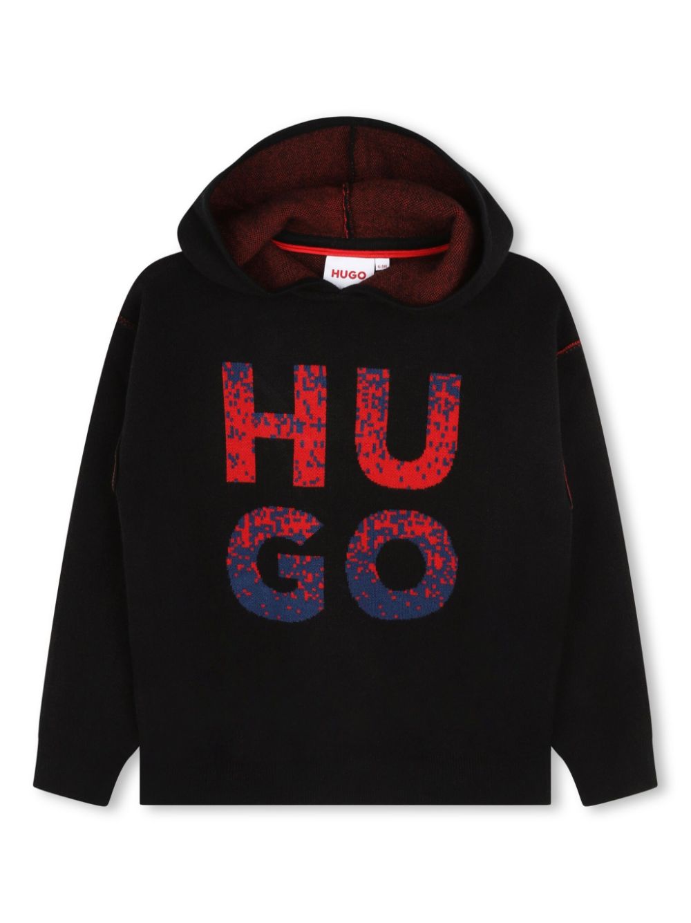 HUGO KIDS logo-jacquard long-sleeve hoodie - Black von HUGO KIDS