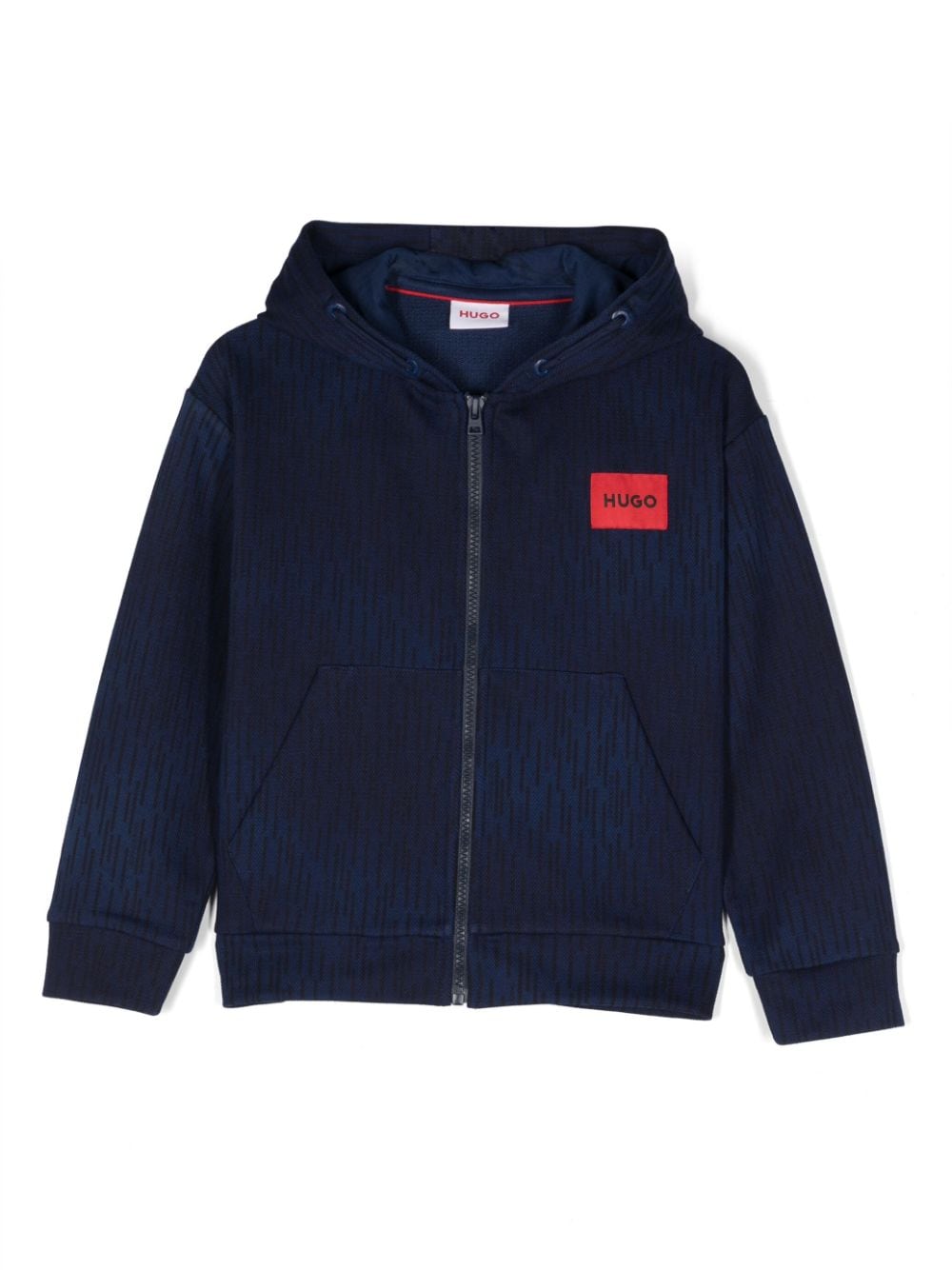 HUGO KIDS logo-patch cotton hoodie - Blue von HUGO KIDS