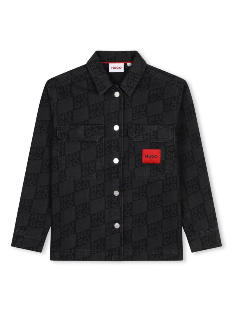 HUGO KIDS logo-print cotton shirt - Black von HUGO KIDS