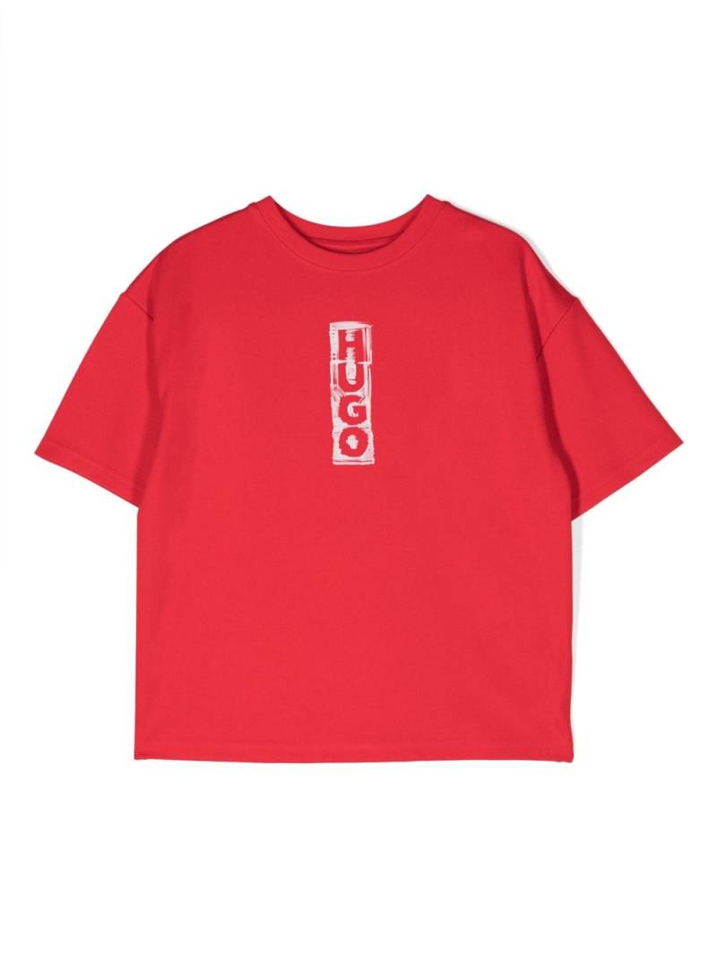 HUGO KIDS logo-print crew-neck T-shirt - Red von HUGO KIDS