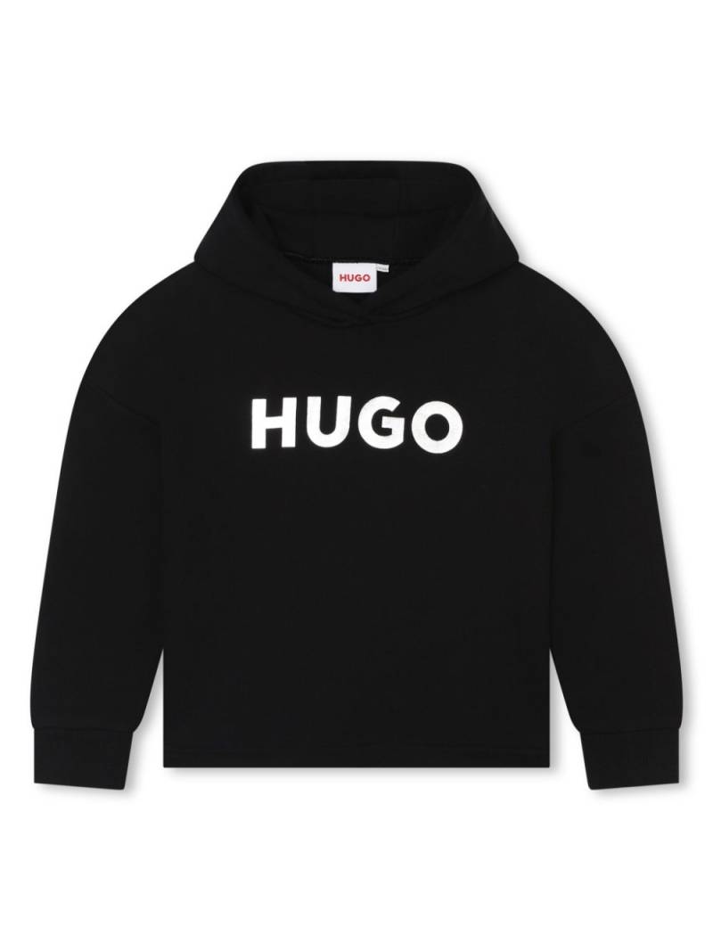 HUGO KIDS logo-print drop-shoulder hoodie - Black von HUGO KIDS