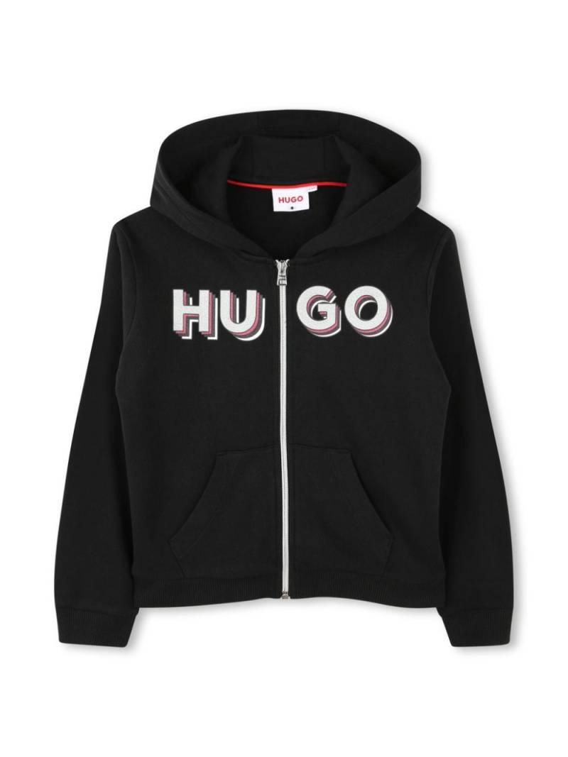 HUGO KIDS logo-print zip-up hoodie - Black von HUGO KIDS