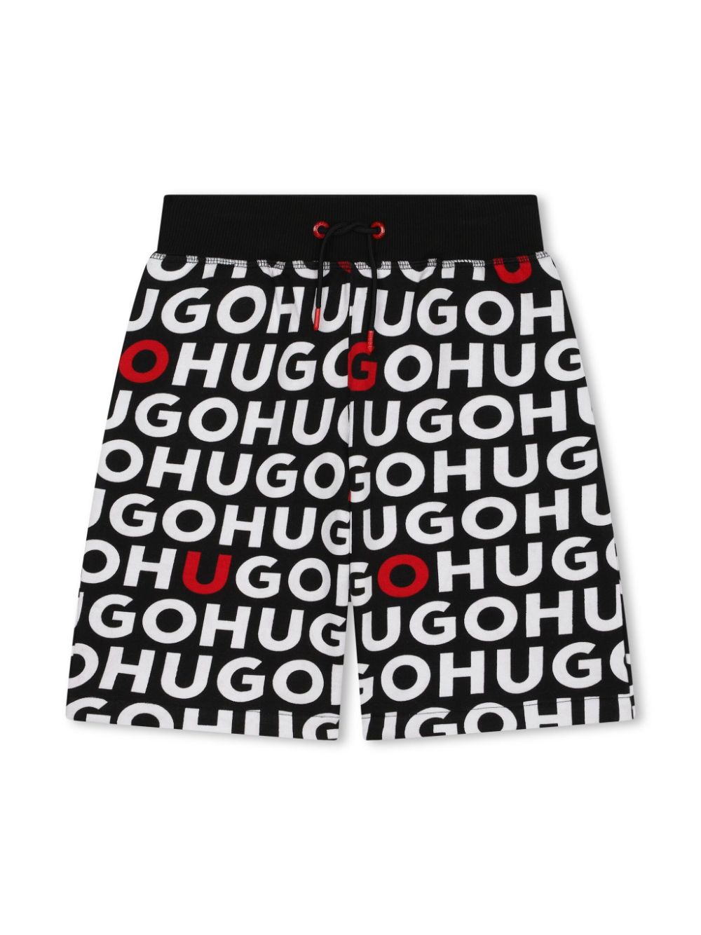 HUGO KIDS monogram-print drawstring Bermuda shorts - Black von HUGO KIDS