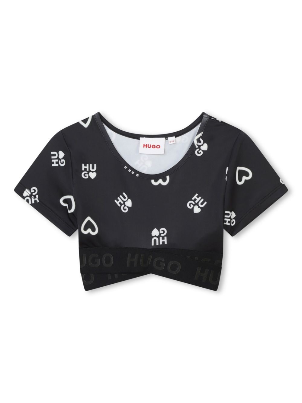 HUGO KIDS monogram-print short-sleeve bra - Black von HUGO KIDS