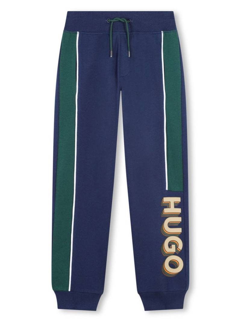 HUGO KIDS panelled logo-print track pants - Blue von HUGO KIDS