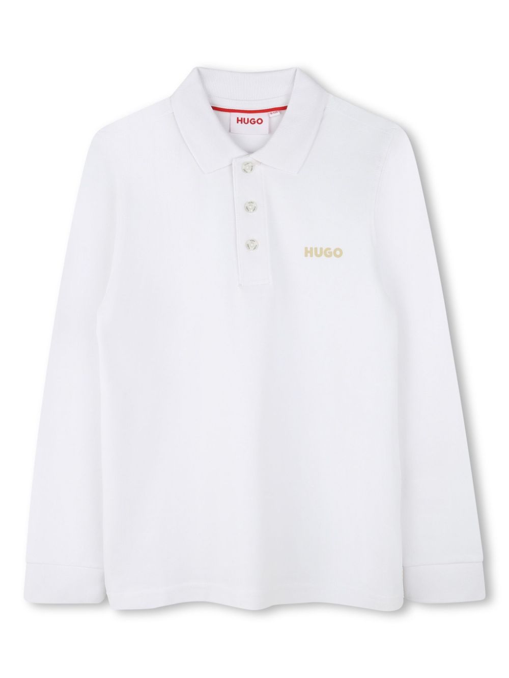 HUGO KIDS piqué long-sleeved polo shirt - White von HUGO KIDS