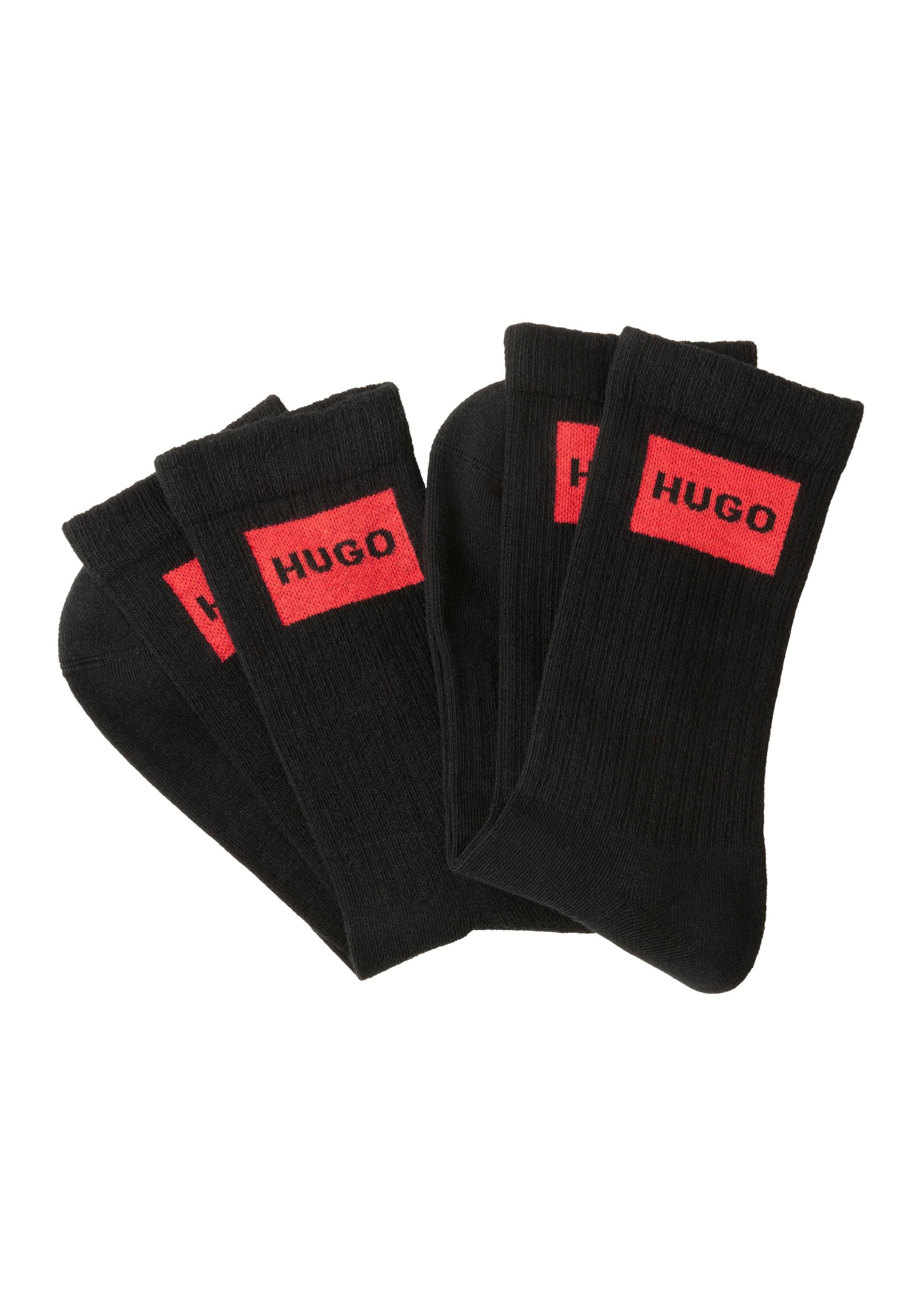 HUGO Underwear Freizeitsocken »2P QS RIB LABEL CC«, (Packung, 2 Paar, 2er), mit kontrastfarbenem HUGO Logo von HUGO Underwear