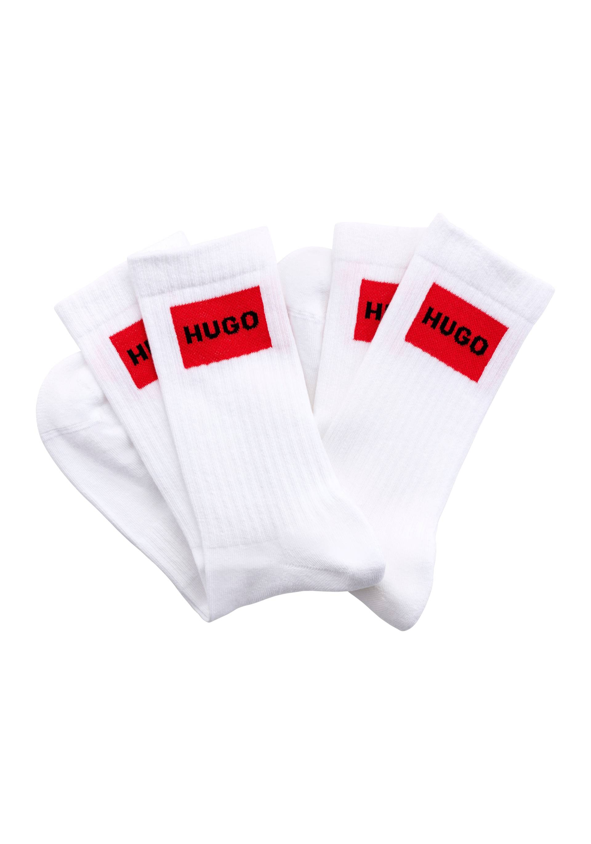 HUGO Underwear Freizeitsocken »2P QS RIB LABEL CC«, (Packung, 2 Paar, 2er), mit kontrastfarbenen HUGO Logo