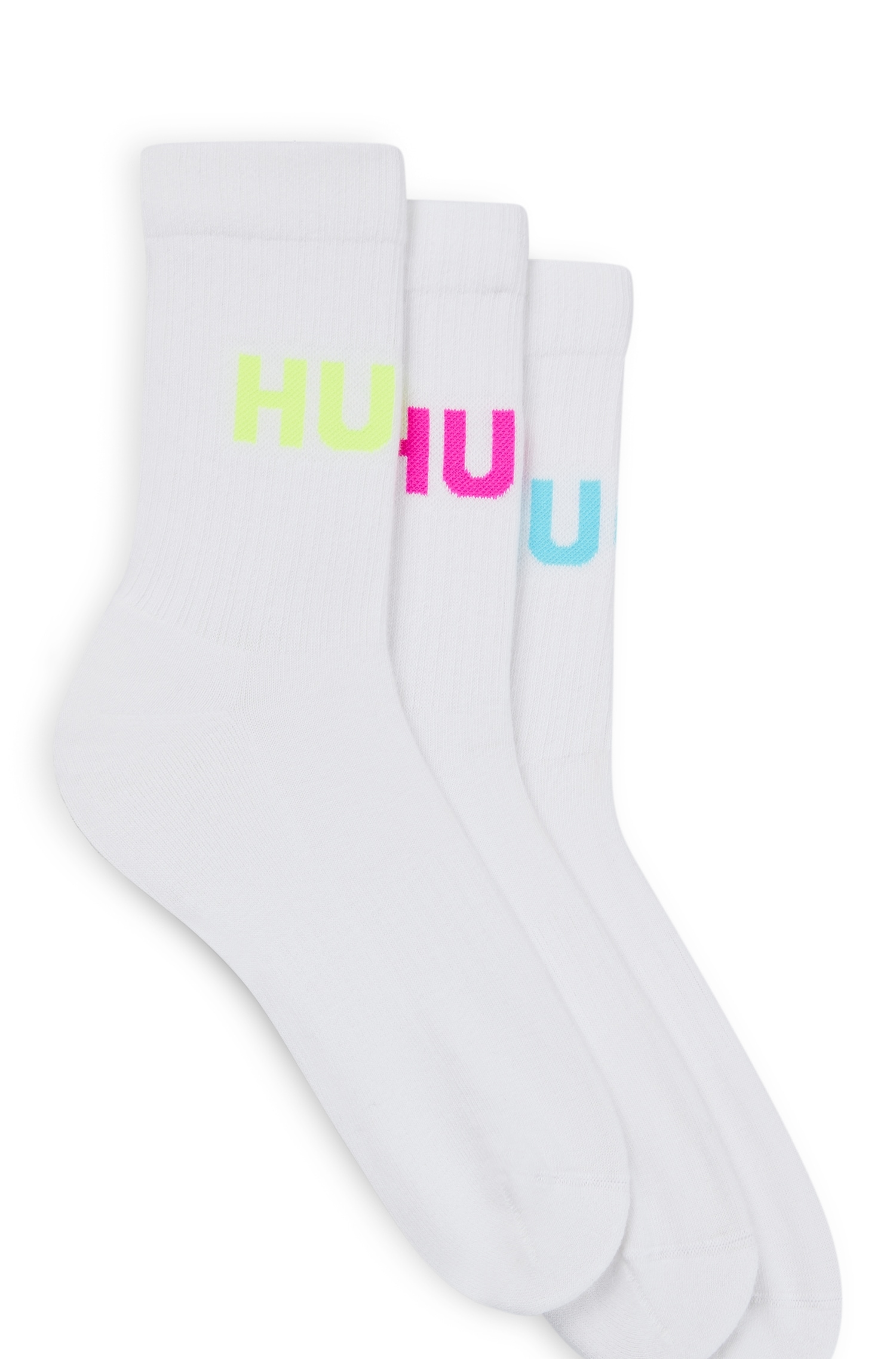 HUGO Underwear Freizeitsocken »3P QS NEON LOGO CC«, (Packung, 3 Paar, 3er), mit kontrastfarbenen HUGO Schriftzug von HUGO Underwear