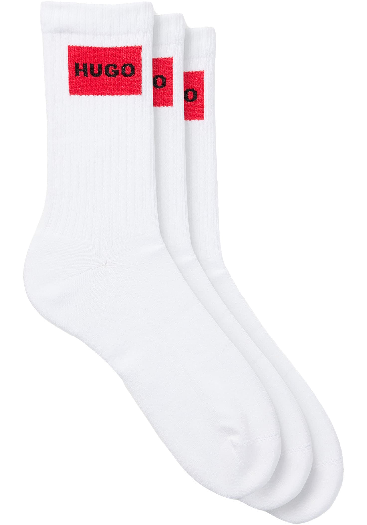 HUGO Underwear Freizeitsocken »3P QS RIB LABEL«, (Packung, 3 Paar, 3er), mit kontrastfarbenen HUGO Logo von HUGO Underwear