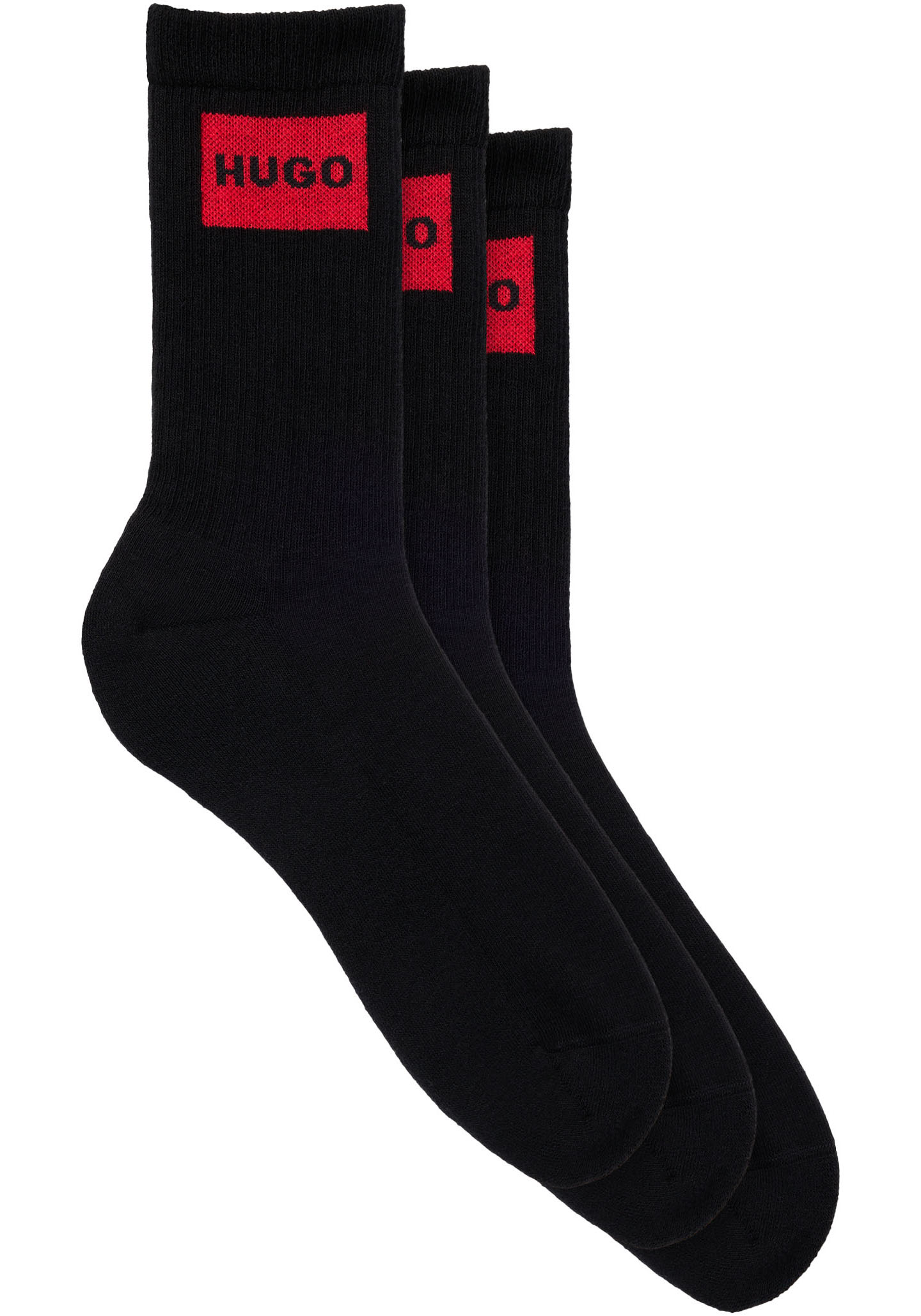 HUGO Underwear Freizeitsocken »3P QS RIB LABEL«, (Packung, 3 Paar, 3er), mit kontrastfarbenen HUGO Logo von HUGO Underwear