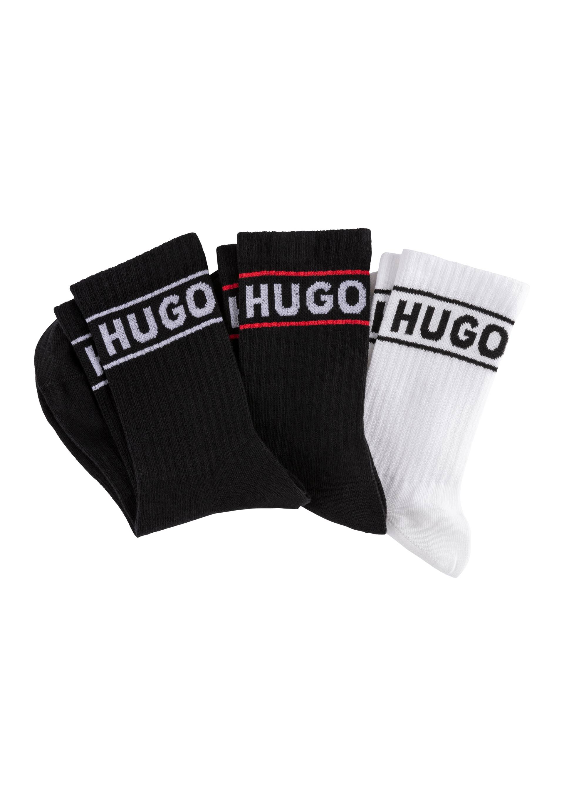 HUGO Underwear Freizeitsocken »3P QSRIB SPORTY CC W«, (Packung, 3 Paar, 3er), mit kontrastfarbenem Logodetail von HUGO Underwear