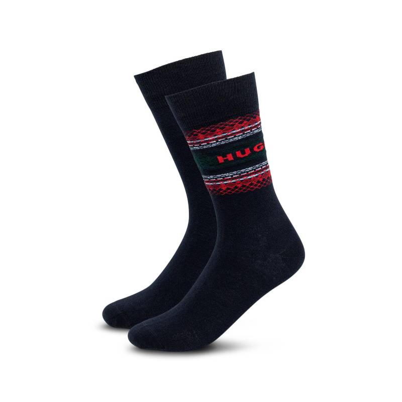 Duopack, Wadenlange Socken Herren Dunkelblau 43-46 von HUGO