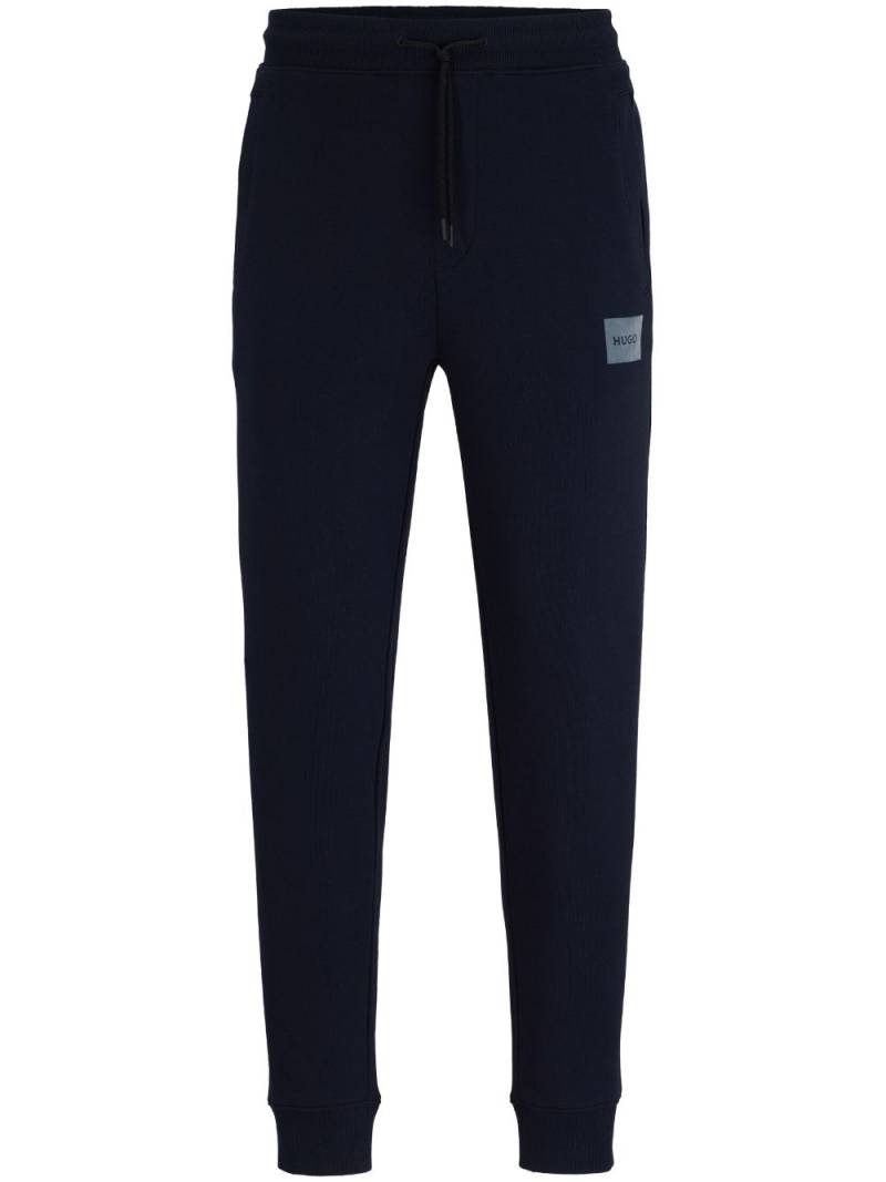 HUGO Doak logo-flocked drawstring cotton track pants - Blue von HUGO